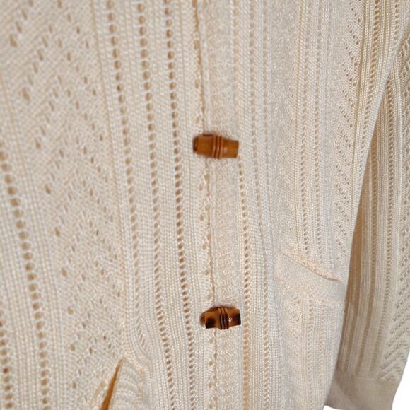 NOS Vintage Cream Hoodie Cardigan Sweater Size S/M - Picture 4 of 6